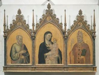 Madonna a dítě s SS. Matouš a Mikuláš, oltářní obraz, 1328 (tempera na panelu)